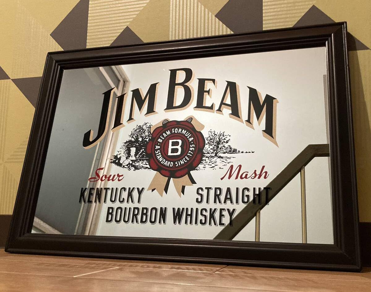 ヴィンテージJim Beam ジムビームバーボンウイスキー パブミラー鏡